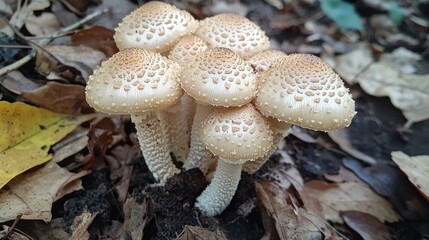 Mushroom cluster forest floor