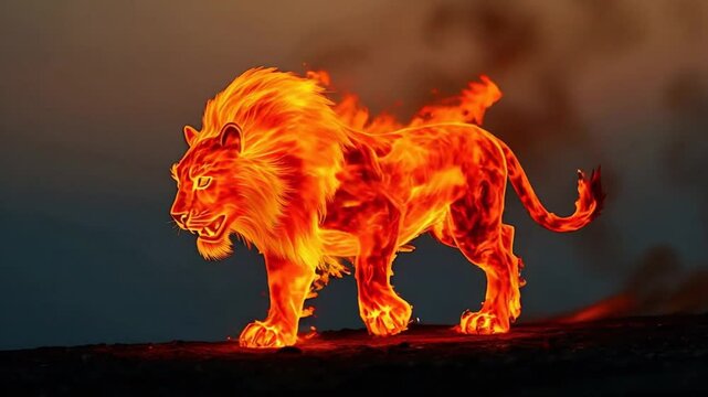 lion formed from fire