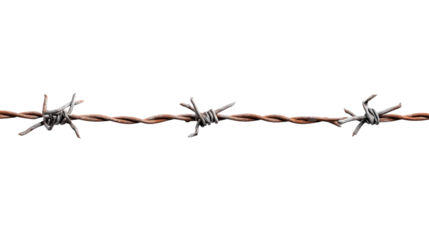 Barbed Wire's Edge: A close-up shot highlighting the sharp barbs of a strand of barbed wire, symbolizing protection and potential danger against a simple backdrop.