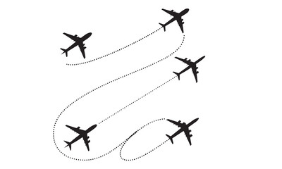Airplane line path icon