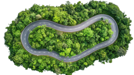 Title: Twisty Curved Road in Greenland Isolated on White Background for Map and Travel Design