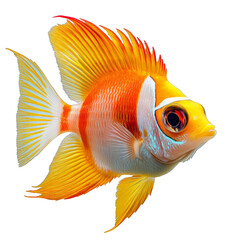 A blue and yellow fish with a yellow tail