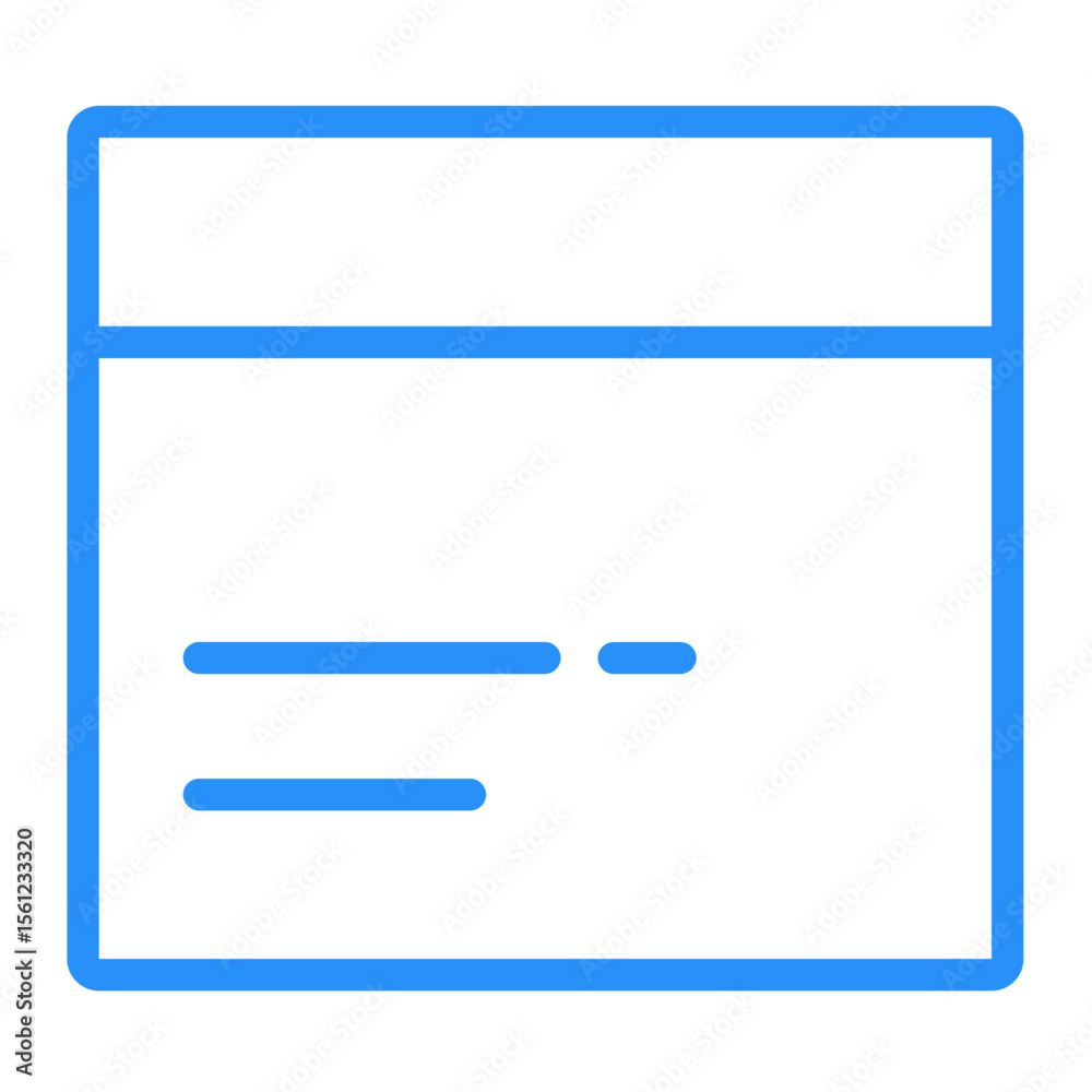 Fototapete Blue outlined document icon with a header and two lines of text inside the document area