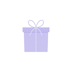 Purple gift box with ribbon on white background minimalist design product photography
