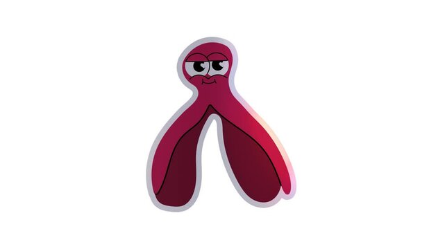 Playful Clitoral Glans Character. Female Reproductive System Concept. Alpha channel transparency