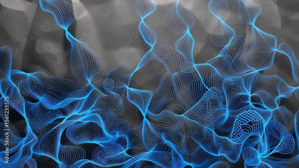 Poster abstract blue waves with circuit traces and translucent overlap for modern design background