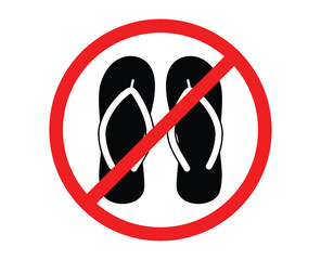 no flipflops sign in red circle. sandals are prohibited. no flipflops. footwear restriction. footwear prohibited