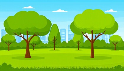 Obraz premium green glade with deciduous trees in city park