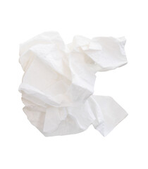 Side view of screwed or crumpled white tissue paper ball isolated on white background with clipping path