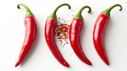 Red chili peppers on white background