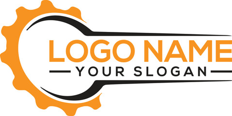 New gear and wrench mechanic logo icon vector