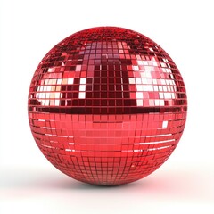Red disco ball, studio, isolated, party prop
