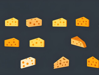 Cheese vector illustration, Cheese icon, Cheese slice, Cheese block vector, Cartoon cheese, Dairy product vector, Cheese wedge, Yellow cheese, Swiss cheese vector, Cheese with holes, Cheddar cheese il