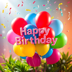 happy birthday card with balloons