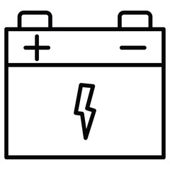 Fototapeta premium Car battery icon Black and white outline flat sign vector