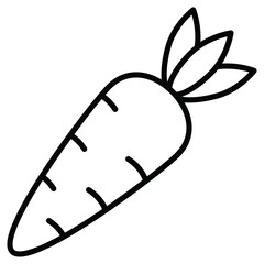 Carrot icon Black and white outline flat sign vector