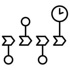 Chronology icon Black and white outline flat sign vector