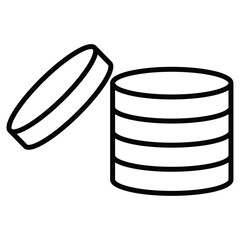 Coin stack icon Black and white outline flat sign vector