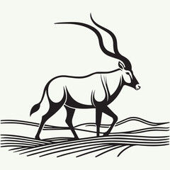 Obraz premium Addax Antelope Walking Across the Desert