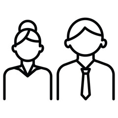 Company staff icon Black and white outline flat sign vector