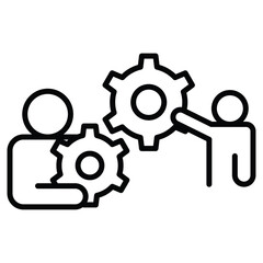 Coordination icon Black and white outline flat sign vector