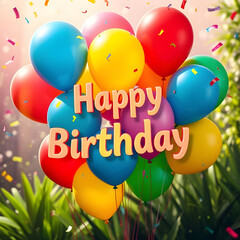 happy birthday card with balloons