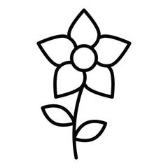 Flower icon Black and white outline flat sign vector