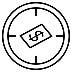 Funds hunting icon Black and white outline flat sign vector