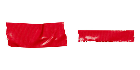 set of red torn wrinkled tape isolated transparent png background,Design template or mockup.design...