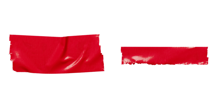 set of red torn wrinkled tape isolated transparent png background,Design template or mockup.design element	
