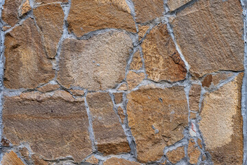 Texture of wall lined with natural stone. Template, background or wallpaper sample.