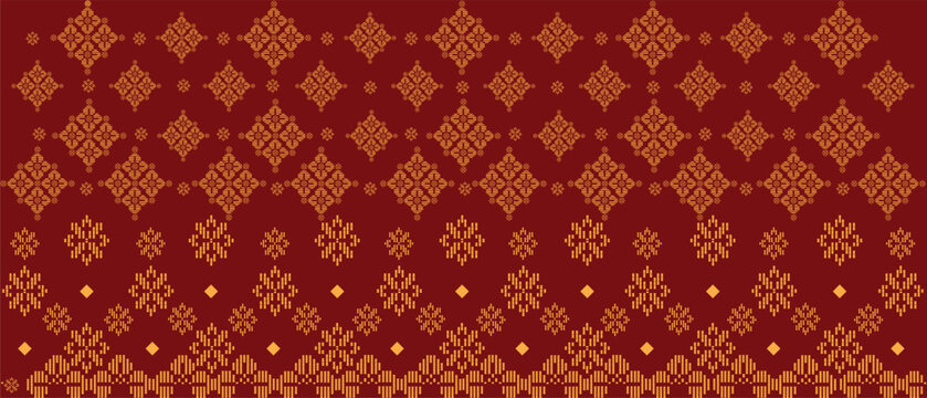 Traditional "Songket" textile pattern featuring intricate geometric and floral motifs
