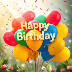 happy birthday card with balloons
