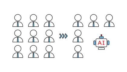 人間だけの従業員の構成にAIを加えたイメージイラスト