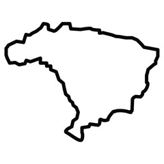 Map of Brazil icon Black and white outline flat sign vector