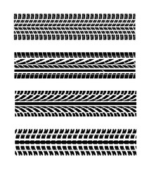 Black tyre tracks on white background