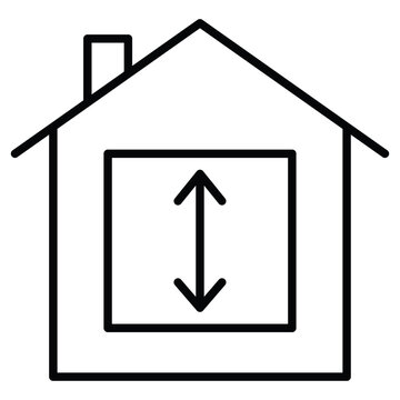 Minimum ceiling heights icon Black and white outline flat sign vector