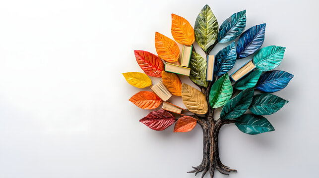 International literacy day concept with tree with books like leaves. Literacy, education, knowledge