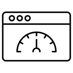 Page speed icon Black and white outline flat sign vector
