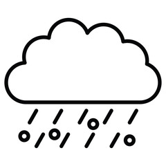 Rain icon Black and white outline flat sign vector