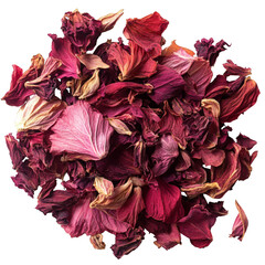 A pile of dried up red petals