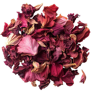 A pile of dried up red petals