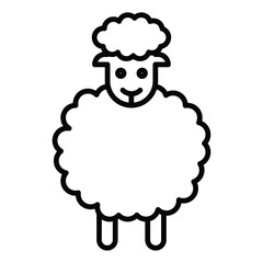 sheep icon Black and white outline flat sign vector