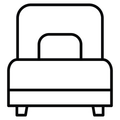 Single bed icon Black and white outline flat sign vector
