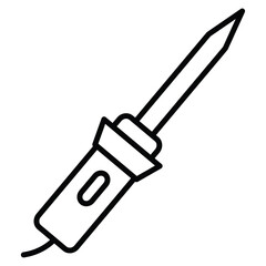 Soldering iron icon Black and white outline flat sign vector