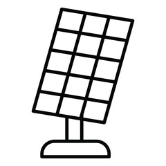 Solar collector icon Black and white outline flat sign vector
