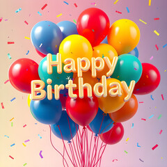 happy birthday card with balloons