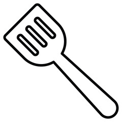 spatula icon Black and white outline flat sign vector