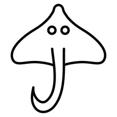 Stingray icon Black and white outline flat sign vector