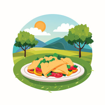 tacos on plate, outdoor picnic scene clip art preview